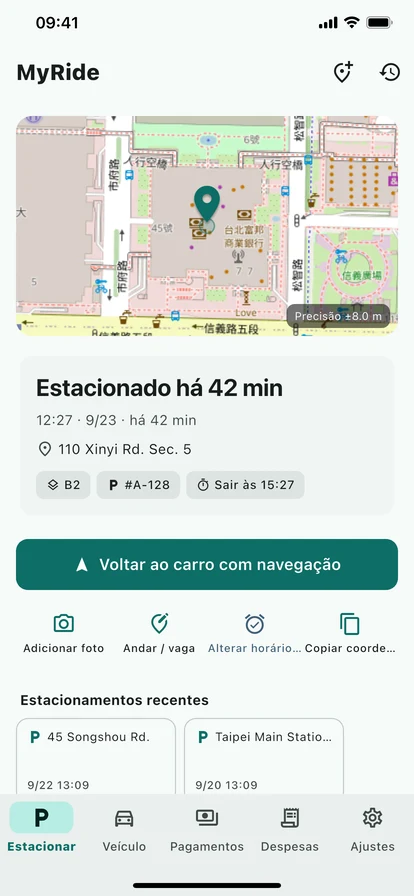 Salve a vaga com um toque