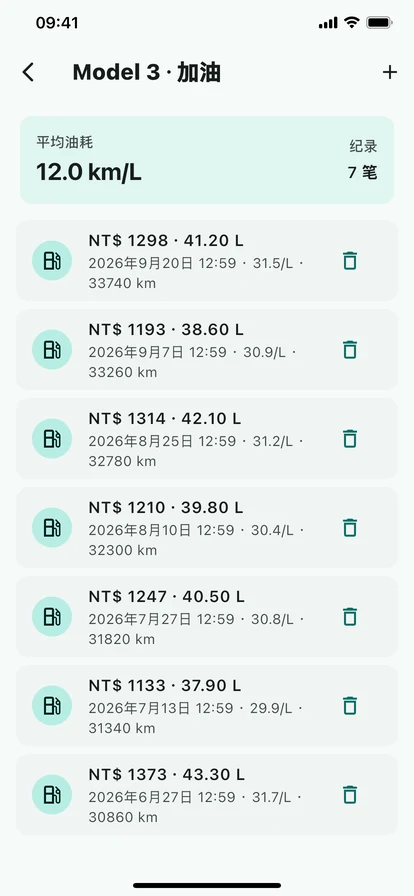 加油油耗 + 保养提醒